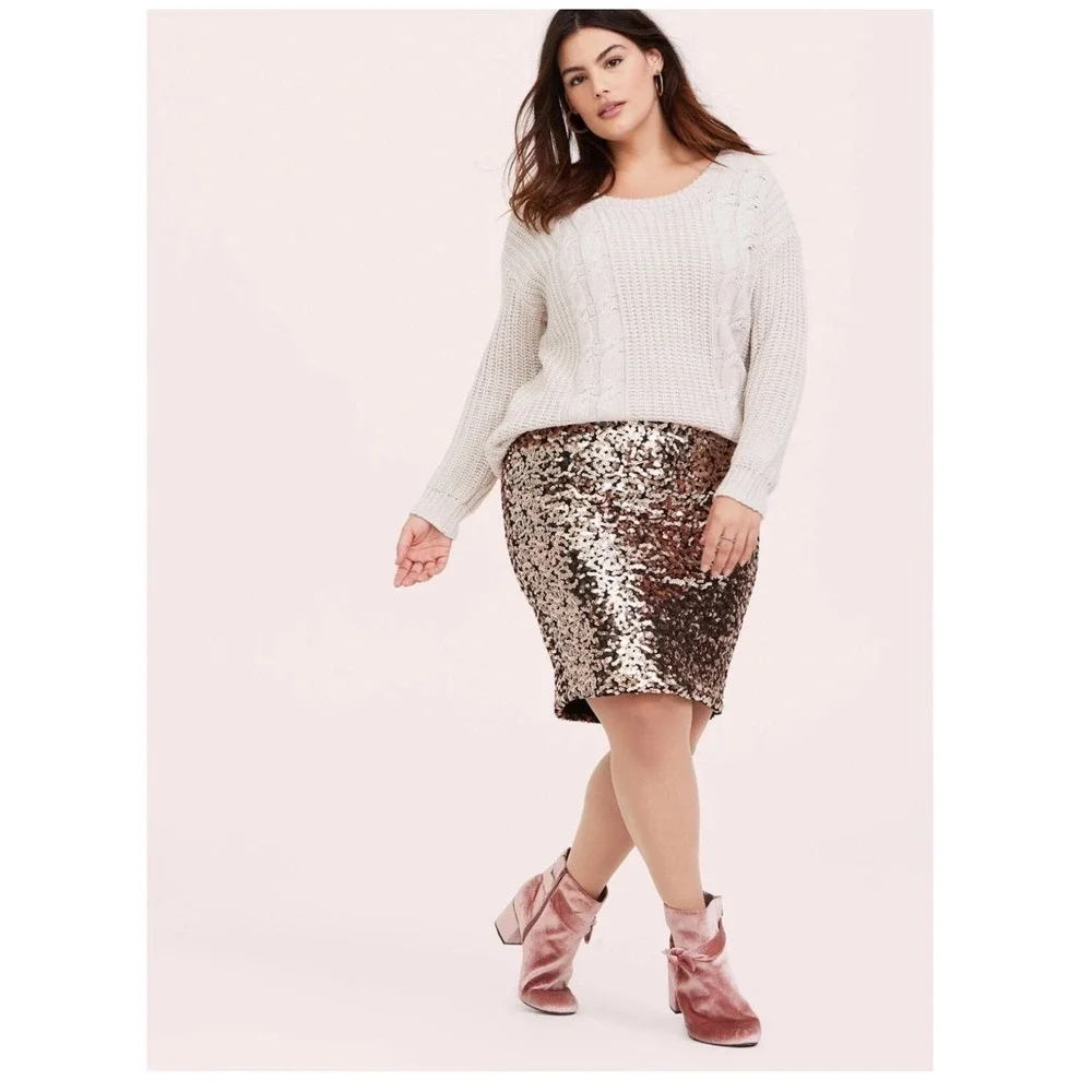 Torrid‎ Sequin Mini Skirt Gold Elastic Waist Pull-On Plus Size 4X Party Cocktail